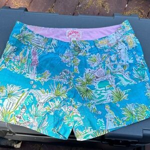 Lilly Pulitzer Turquoise Tropical Print Shorts